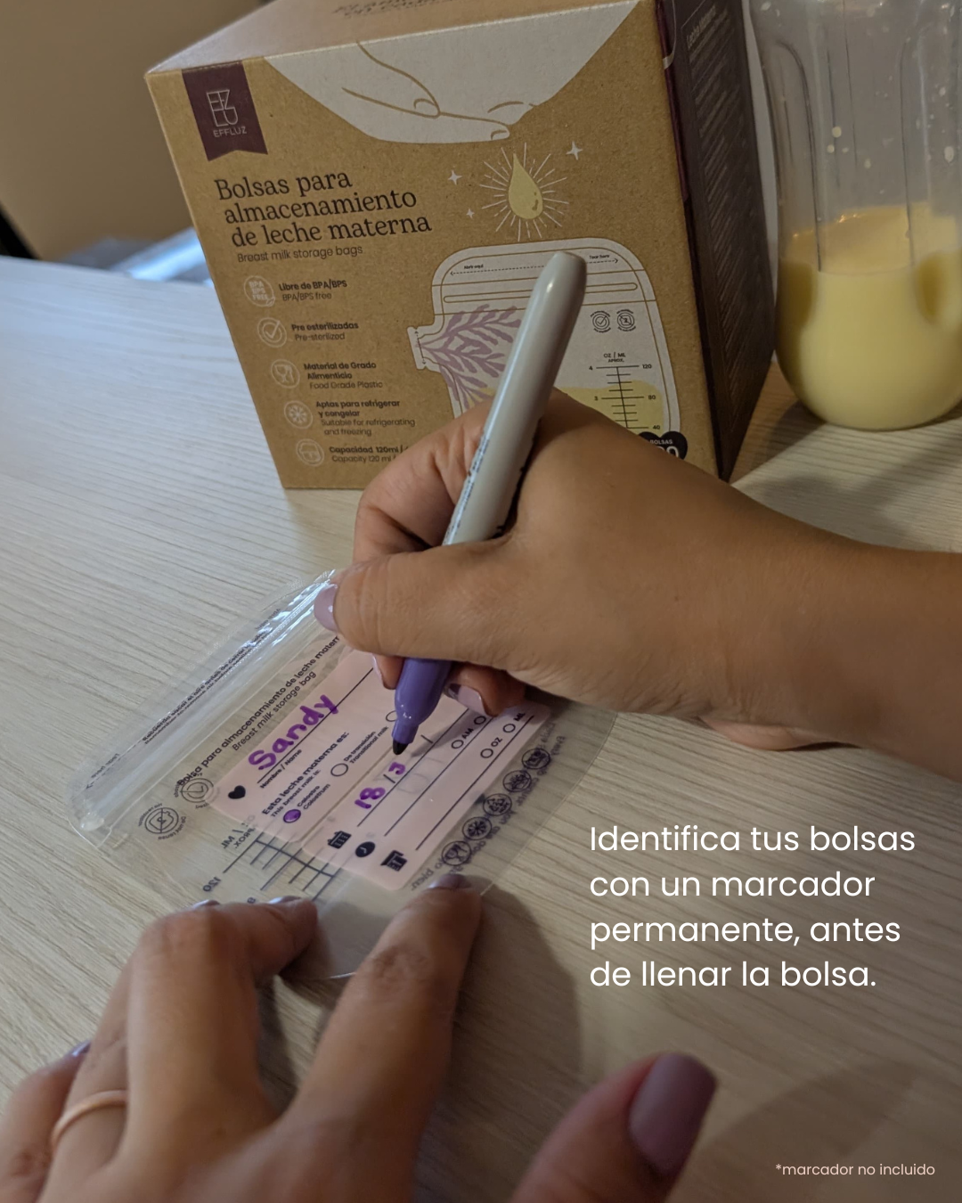 Bolsas para almacenar leche materna 4oz 120ml con 120 bolsas - Effluz