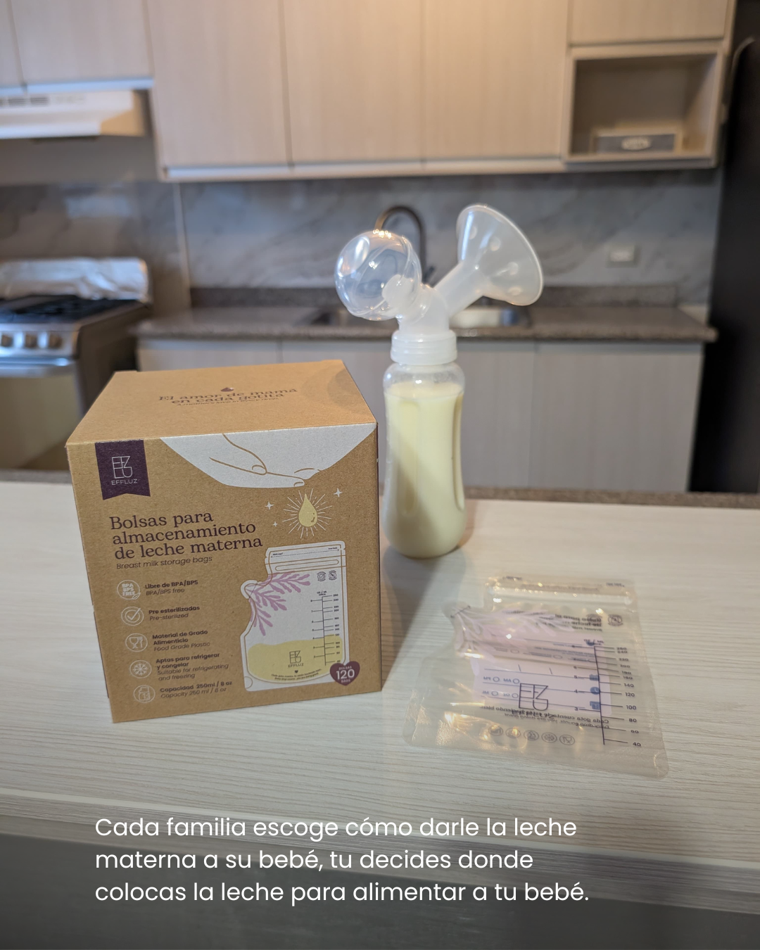 Bolsas para almacenar leche materna 8oz 250ml con 120 bolsas - Effluz