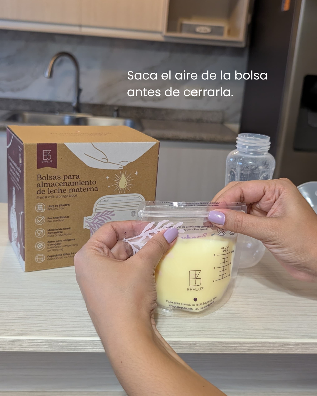 Bolsas para almacenar leche materna 4oz 120ml con 120 bolsas - Effluz