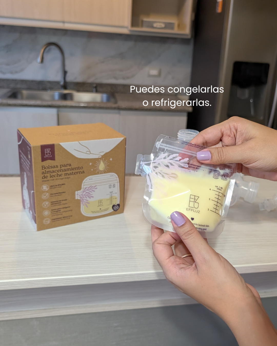 Bolsas para almacenar leche materna 4oz 120ml con 120 bolsas - Effluz