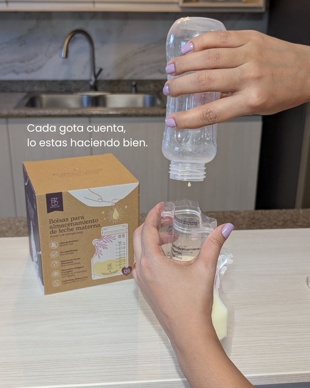 Bolsas para almacenar leche materna 8oz 250ml con 120 bolsas - Effluz
