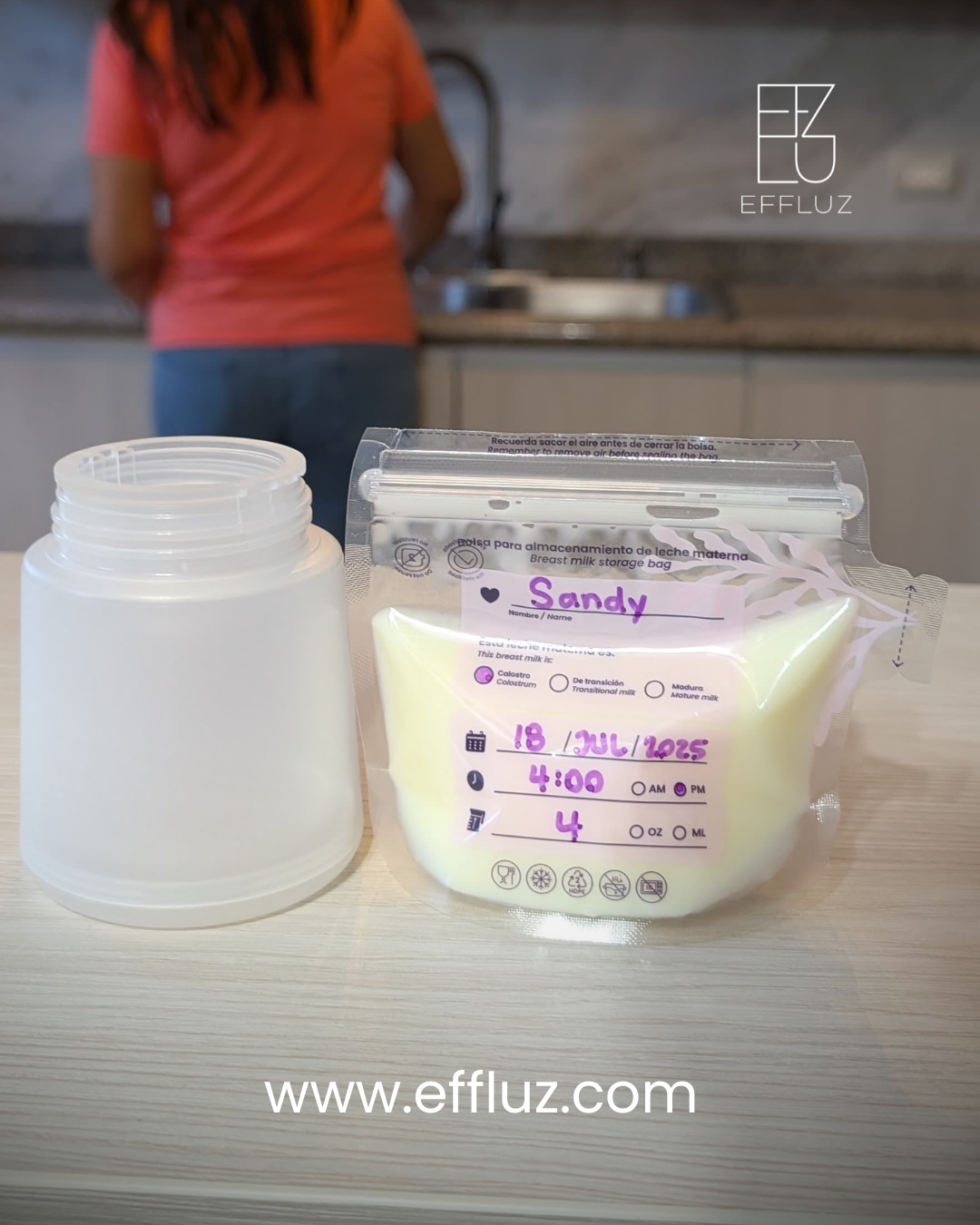 Bolsas para almacenar leche materna 4oz 120ml con 120 bolsas - Effluz