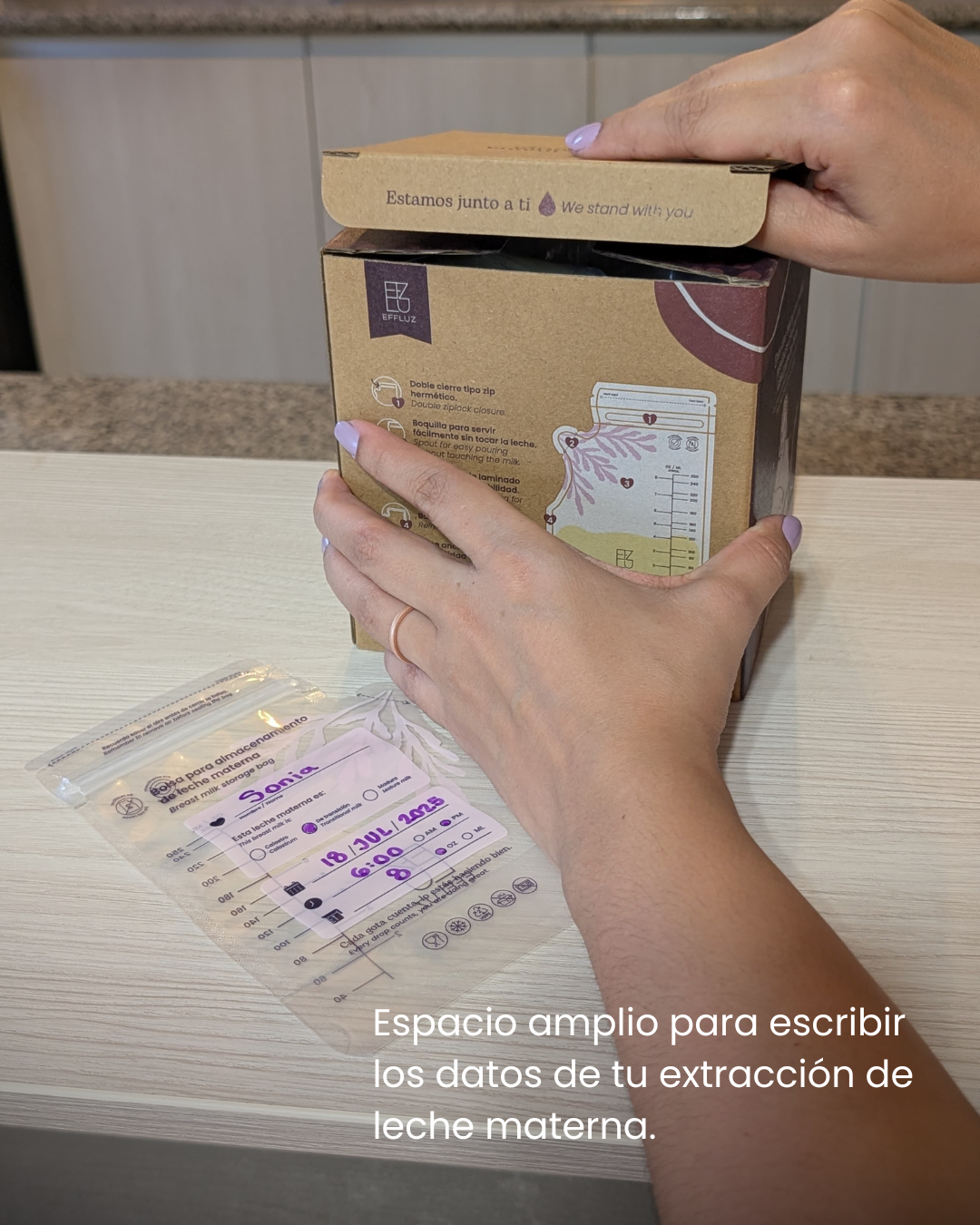 Bolsas para almacenar leche materna 8oz 250ml con 120 bolsas - Effluz