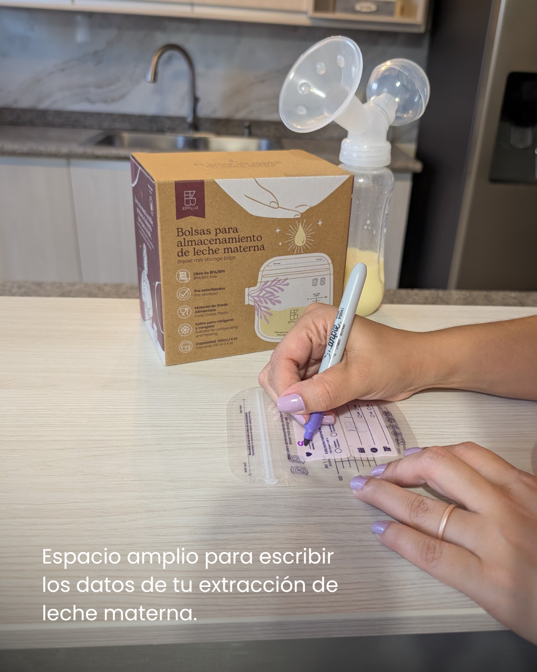 Bolsas para almacenar leche materna 4oz 120ml con 120 bolsas - Effluz