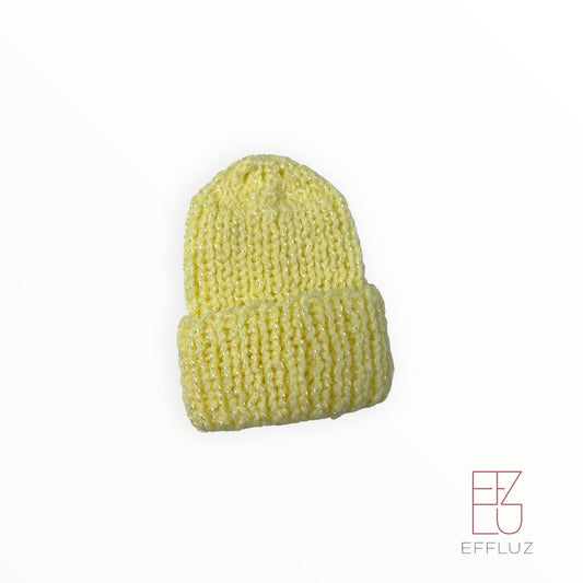 Gorrito tejido hipoalergenico TINY PREMATURO 3-4LB Amarillo con brillo