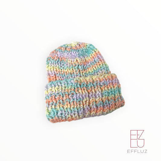 Gorrito tejido hipoalergenico PREEMIE PREMATURO 4-6LB Arcoiris brillo