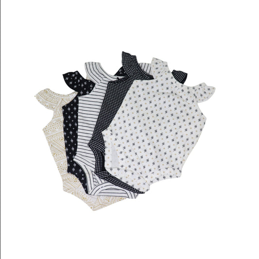 Set de 5 bodysuits sin manga carters negro dorado y blanco recien nacida