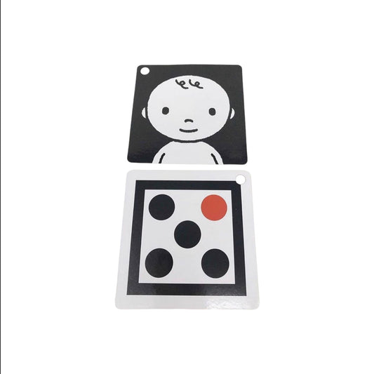 2 Tarjetas de contraste rojo negro blanco para bebés