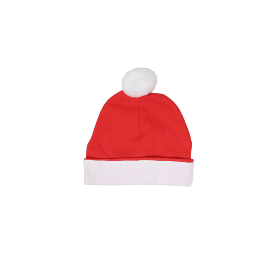 Gorro de santa de algodon con pompom blanco 13.5 pulgadas