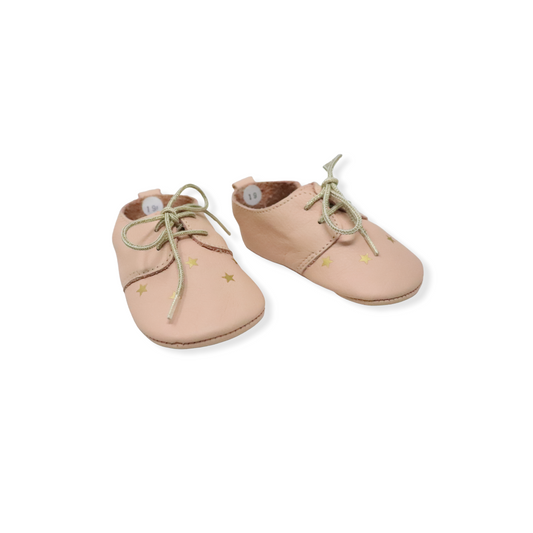 Babilu shoe in cream leather with golden stars 19t 11cm