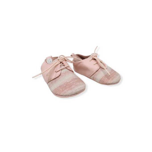 Pink Babilu shoe with cream and lines 19t 11cm