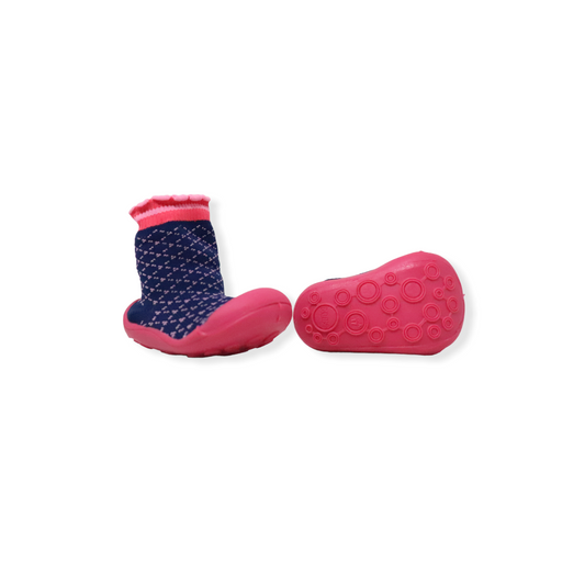 Klin Br17 US3 8-10m blue with fuchsia and stripes shoe