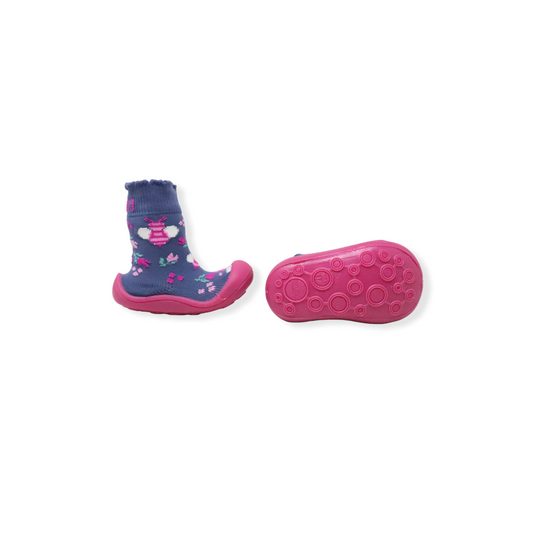 Zapato Klin Br17 US3 8-10m azul mariposa y fucsia