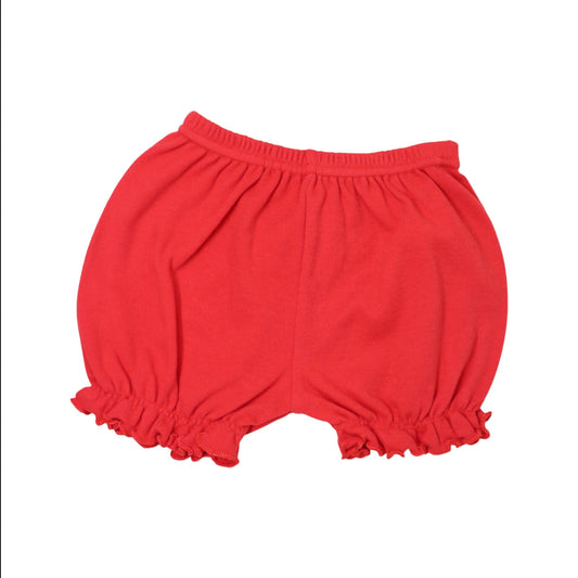 Red Bloomers with frill trousers 12-24m