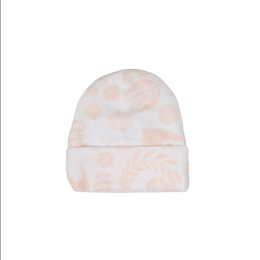 Peach and white cotton effluz hat - Premature baby 1-2lb MICRO