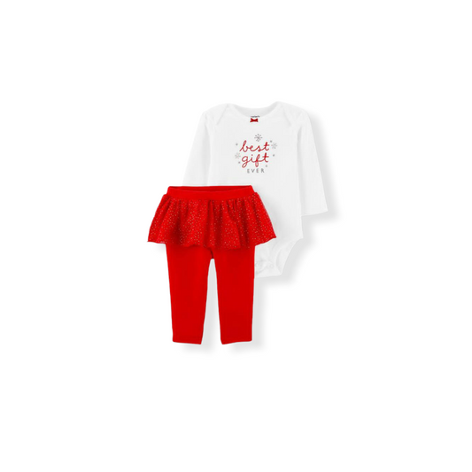Carters preemie 2 piezas navidad bodysuit y pantalon rojo con tulle hasta 6lb - bebé prematuro