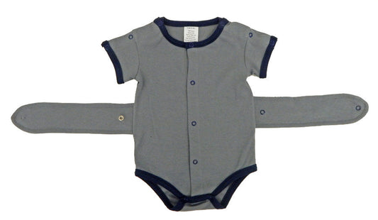 KOZIE MEDICAL AND G-TUBE ONE-PIECE BODYSUIT BOYS STEEL GREY NAVY 0-3M