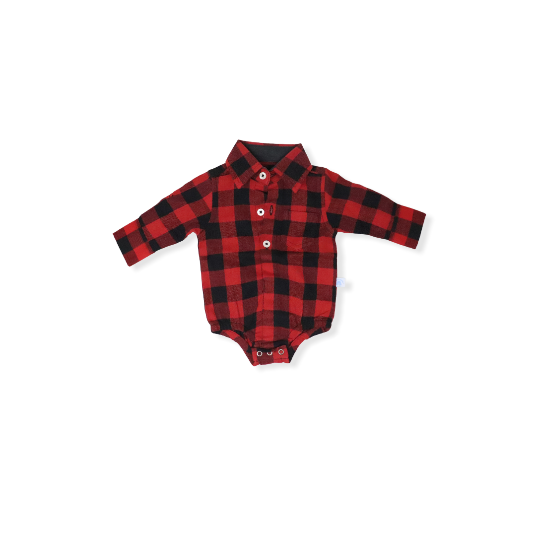 Bodysuit Red And Black Plaid Shirt For Baby Boy Valentine's Day