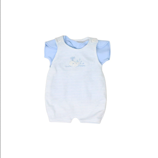 NICU itty bitty overall light blue with white stripes and whale Premature