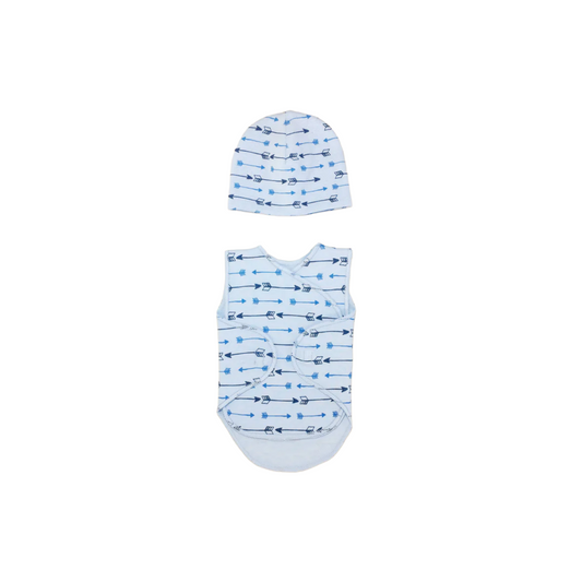 NICU Wrap Set and Blue Tribal Arrow Hat Micro Premature 1-2.5lb