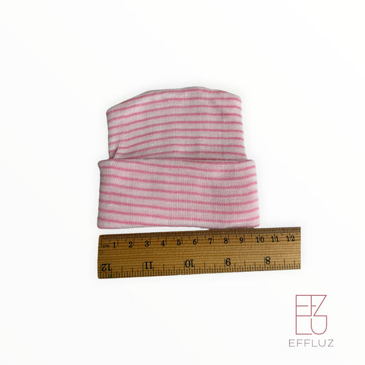 Gorrito para prematura 3 a 6lb - rosado con rayas blancas St 710