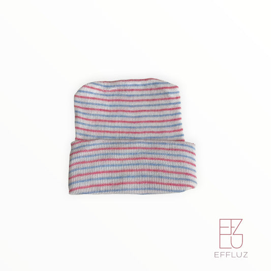 Gorrito para prematuro 3 a 6lb - rayas blancas rosadas y celestes 710 - Bebé prematuro