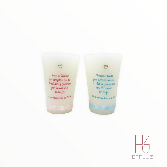 3 INCH GODPARENTS REMINDER BAPTISM CANDLES 2 PACK THIN PASTEL