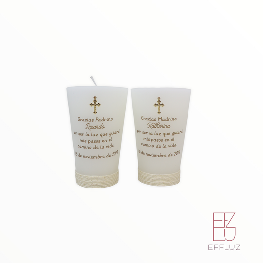 3 INCH BAPTISM REMINDER CANDLES 2 PACK CREAM RIBBON