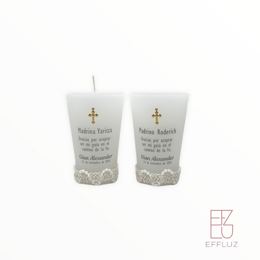 BAPTISM CANDLES REMINDER 3 INCH 2 UNITS WHITE PEARLS