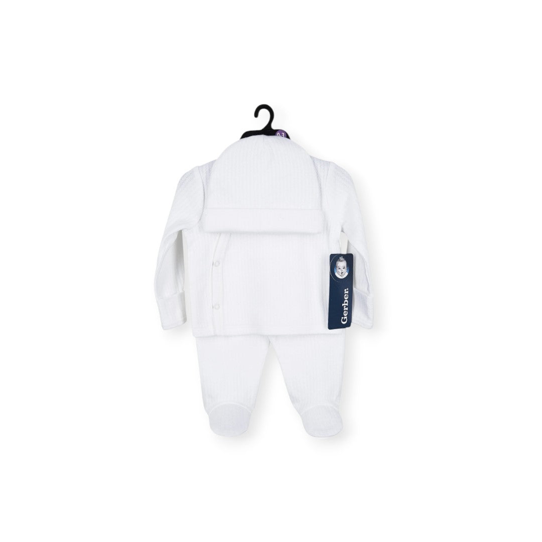 Pack de 3 piezas blanco bodysuit gorro y pantalon bebe prematuro preemie hasta 5 libras