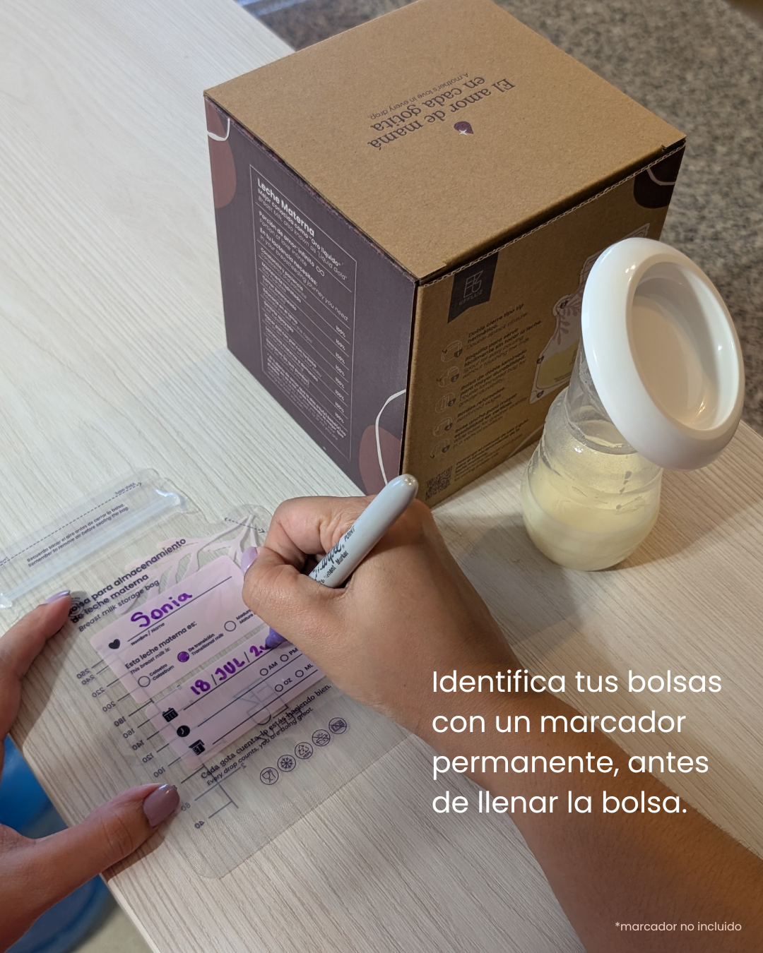 Bolsas para almacenar leche materna 8oz 250ml con 120 bolsas - Effluz