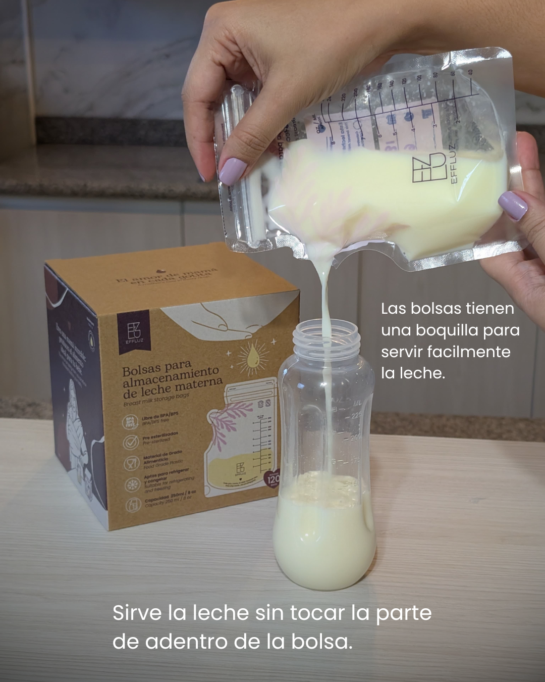 Bolsas para almacenar leche materna 8oz 250ml con 120 bolsas - Effluz