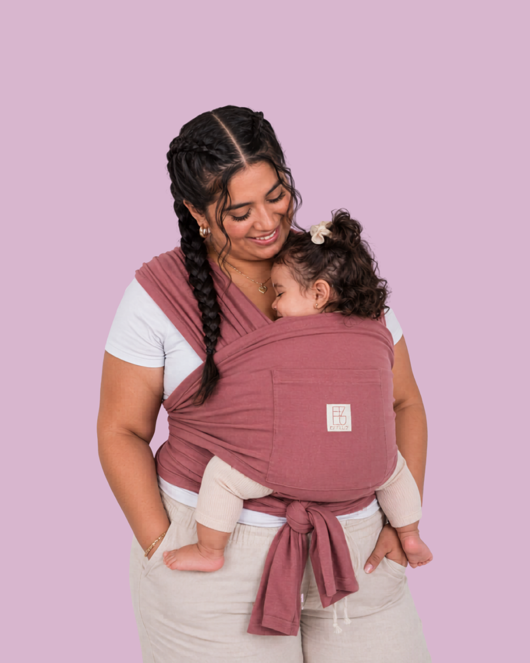 Portabebés Fular Prearmado con anillos y bolsillo - Oldie Rose (Rosa Vieja) Effluz