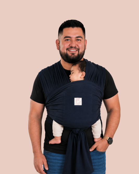 Pre-Assembled Baby Wrap Carrier with Rings and Pocket - Midnight Blue