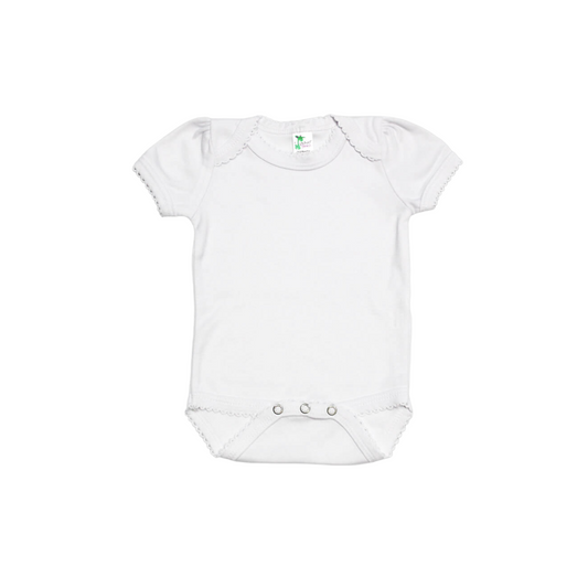 Bodysuit blanco manga corta 65 poliester 35 algodón 3-6m