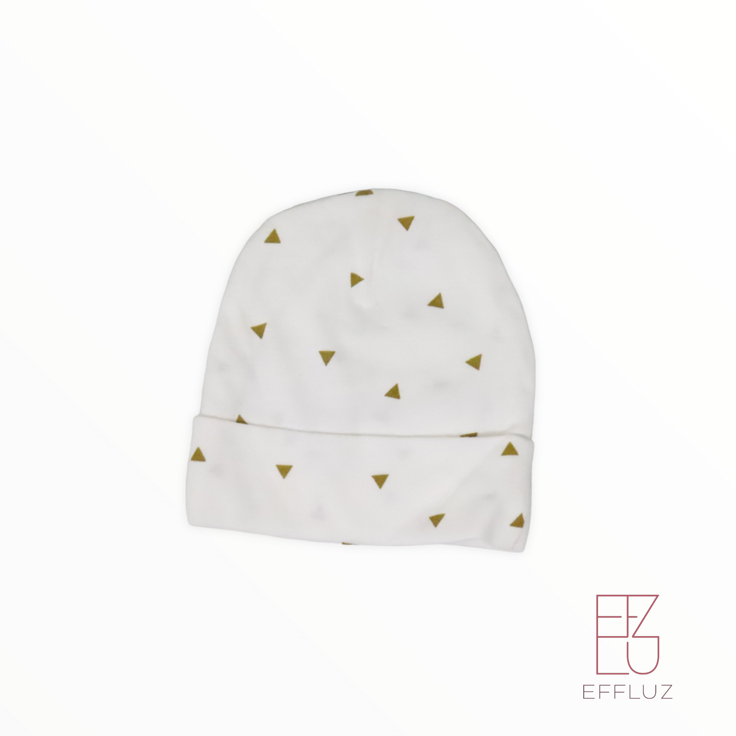 Effluz cotton hat CREAM WITH TRIANGLES - Premature baby up to 5lb