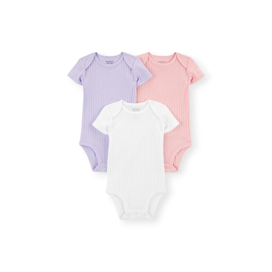 Pack de 3 bodysuits bebe prematura lila blanco y rosado preemie hasta 6 libras