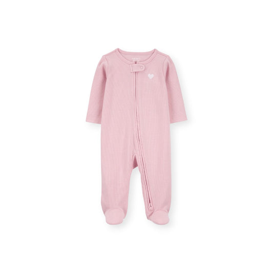 Enterizo con zipper rosado con corazón bebé prematura preemie hasta 6 libras