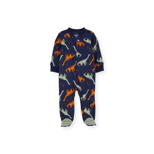 Enterizo con zipper dinosaurios azul navy bebé prematuro fleece preemie hasta 6 libras