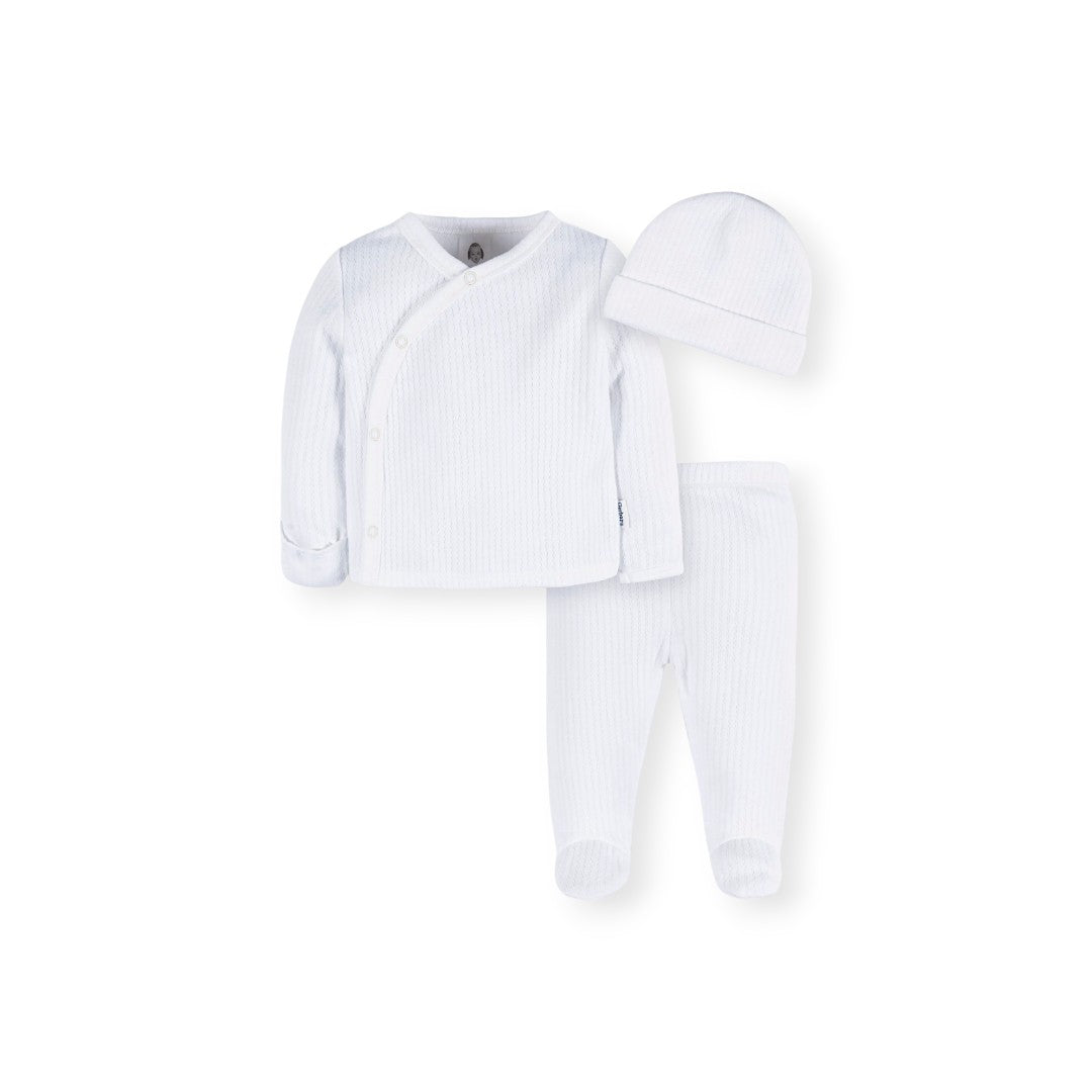 Pack de 3 piezas blanco bodysuit gorro y pantalon bebe prematuro preemie hasta 5 libras