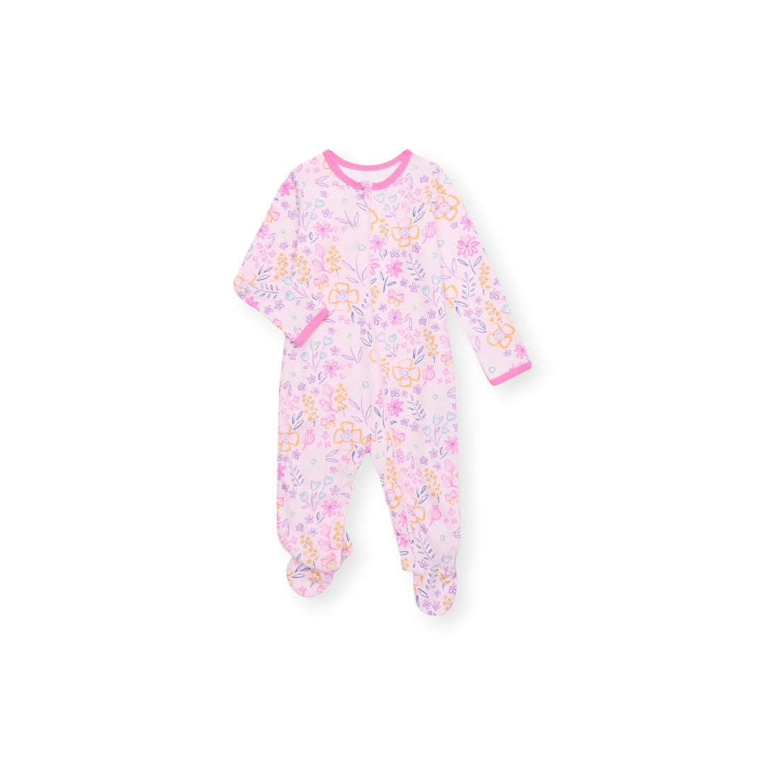 Enterizo con zipper rosado flores mostaza bebé prematura preemie hasta 6 libras