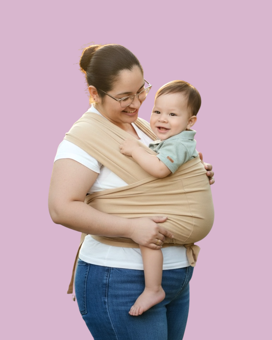 Pre-Assembled Baby Wrap Carrier with Rings and Pocket - Sandy Beige (Beige) Effluz