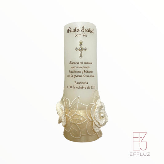 ▷ Vela personalizada madera Modelo Raúl Detalles bautizo