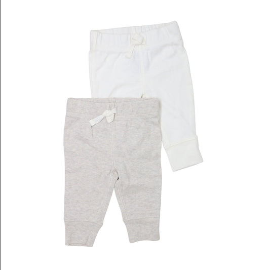 Set de 2 pantalones largos carters blanco y gris claro recien nacido