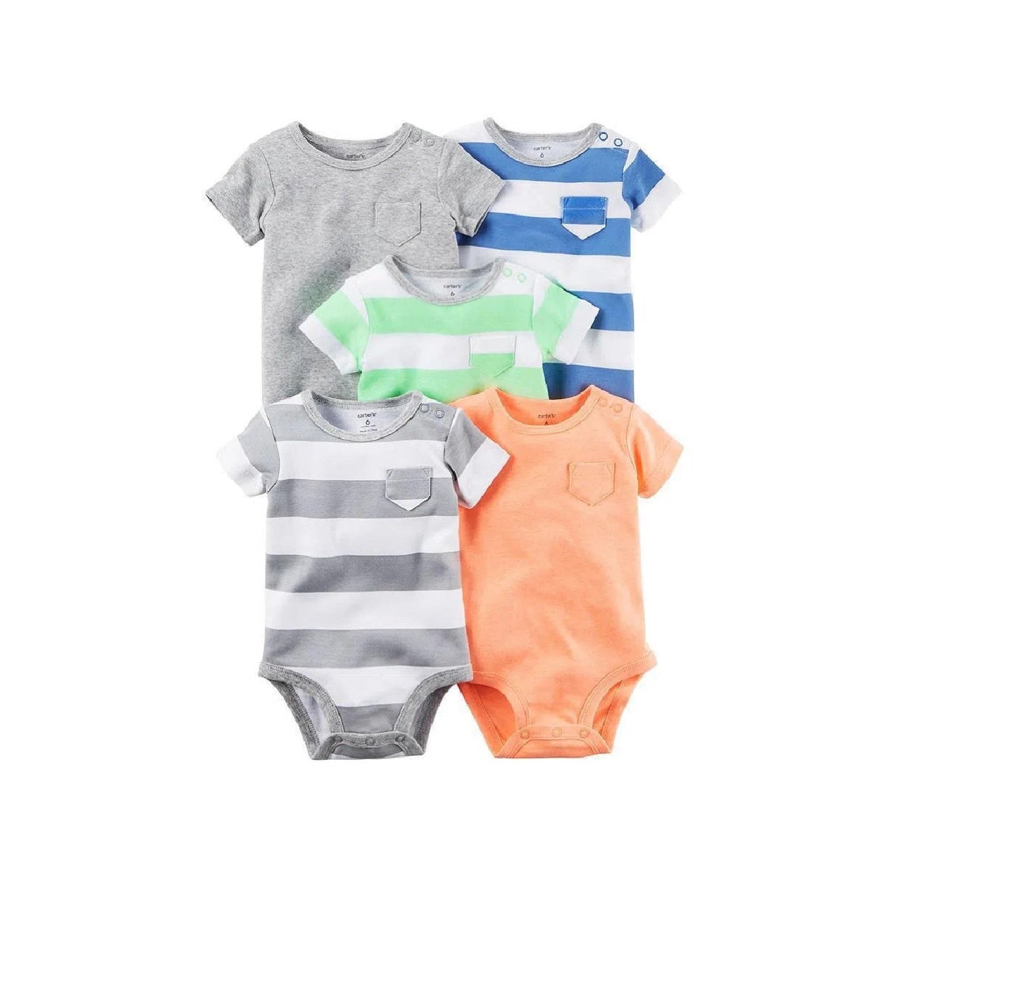 Set de 5 bodysuits manga corta de rayas y colores - Bebé Prematuro hasta 6lb