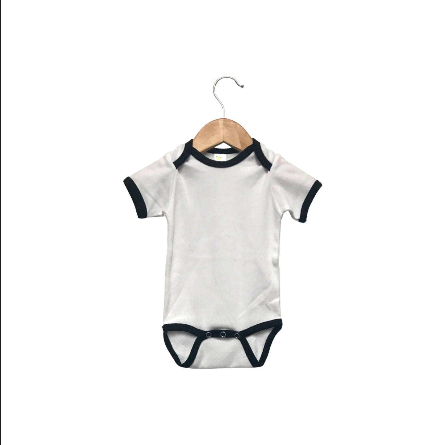 White Short Sleeve Bodysuit with Black Trim 12-18