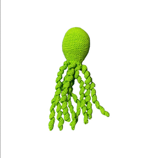 Small green crochet octopus