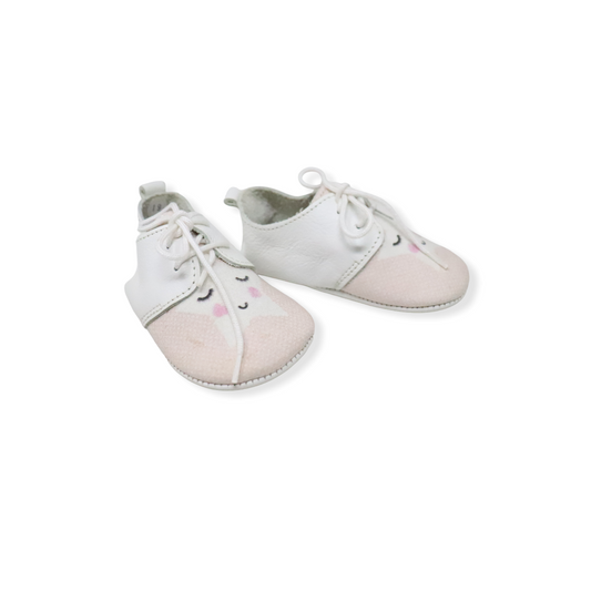 Zapato Babilu de cuerdo blanco con carita crema 19t 11cm