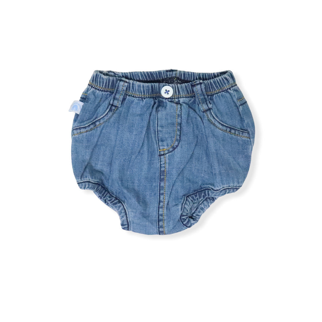 LIGHT WASH DENIM BLOOMER - 3-6M