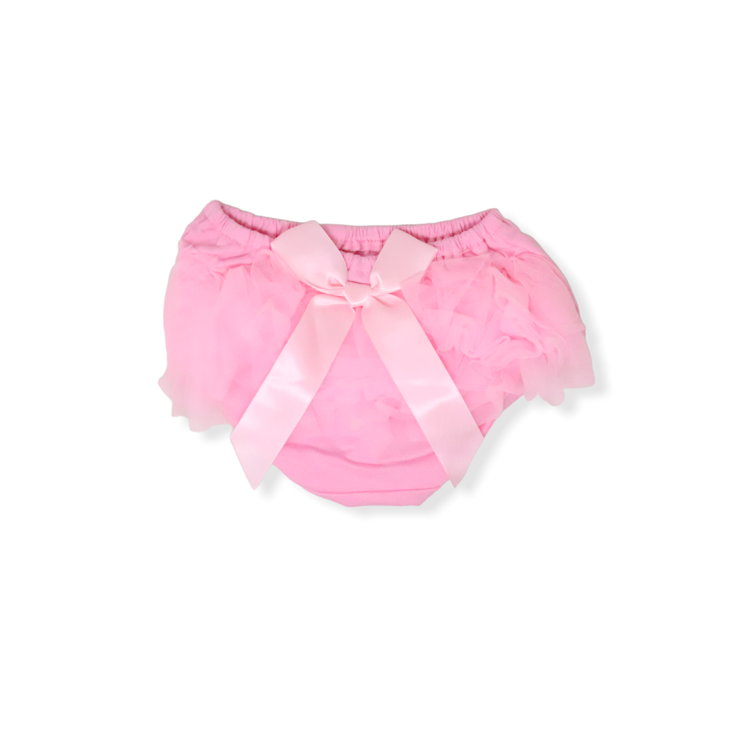 Panal draper with mini ruffles and bow 3-6m pastel pink